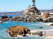 Chile,Vina del Mar,Wulff Castle,historic monument,seashore,rocks,