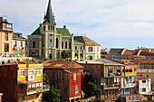 Chile,Valparaiso,Skyline,lutherische Kirche,