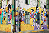 Chile,Valparaiso,mural,graffiti,street scene,