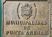 Chile,Magallanes,Punta Arenas,Plaza de Armas,Town Hall,sign,
