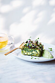 Green frittata with sprouts