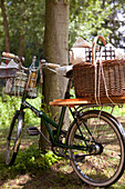 Bicycle packed for a picnic