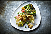 Roasted broccoli with spices on a plate