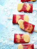 Peach and raspberry ice lolly