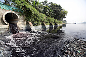 Wastewater polluting river, Dhaka, Bangladesh