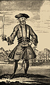 Blackbeard, English pirate, illustration