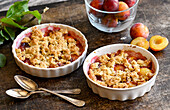 Plum cobbler with almonds