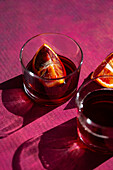 Negroni cocktail with blood oranges