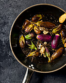 Roasted baby aubergines with herbs