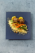 Kofta with vegetables and couscous