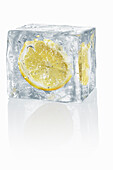 Ice cubes with enclosed lemon slice