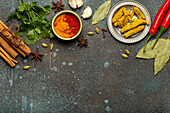 Spices and herbs of Indian cuisine