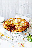 Rogan Josh lamb pie with coriander chutney