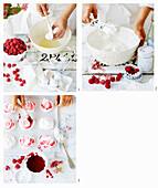 Prepare raspberry and rosewater meringues