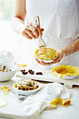 Preparing Chinese duck patties