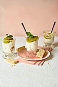 Gooseberry and elderflower dessert with mint