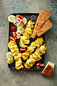 Persian saffron chicken kabobs with flatbread