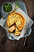 Sweet potato quiche with thyme and rocket