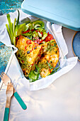 Prawn and chilli frittata with salad