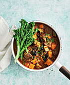 Slow-cooked lamb with pumpkin and aubergines