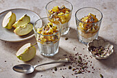 Apple and yoghurt dessert with nuts and seeds