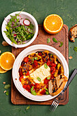 Baked feta with tomatoes and oranges