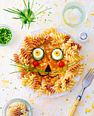 Lion face pasta dish with spirelli