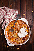 Apricot and peach clafoutis with yoghurt