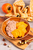 Gingerbread rice pudding with persimmon