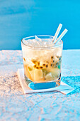 Ipanema cocktail with lime and passion fruit