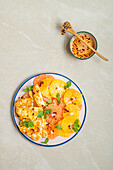 Orange and grapefruit salad with halloumi and honey dressing