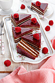 Chocolate and raspberry layer cake