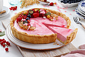 Strawberry mousse cake with fruit