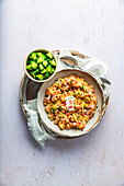 Cauliflower risotto with ham