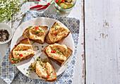 Bread with bryndza cheese spread and chilli