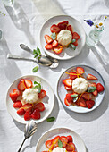 Topped lemon cream with marinated strawberries