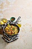 Garlic and parmesan orzo with prawns