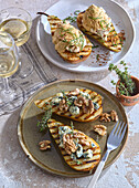 Grilled pears with blue cheese and mascarpone