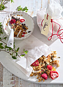 Homemade granola with berries and seeds