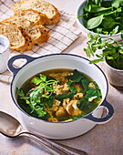 Stracciatella soup with chicken and spinach