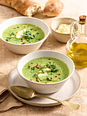 Pea soup with lemon crème fraîche