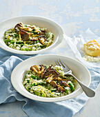 Lemon and asparagus risotto with oyster mushrooms