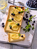 Lemon mascarpone tart with blueberries