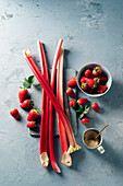 Fresh strawberries and rhubarb