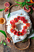 Blood orange pavlova