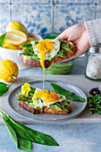 Wild garlic asparagus toast with fried egg