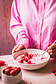 Cream cheese with strawberries and raspberries