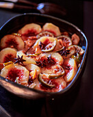 Blanched peaches with ginger and star anise