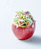 Waldorf salad in an apple