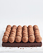 Chocolate truffles on a brownie base